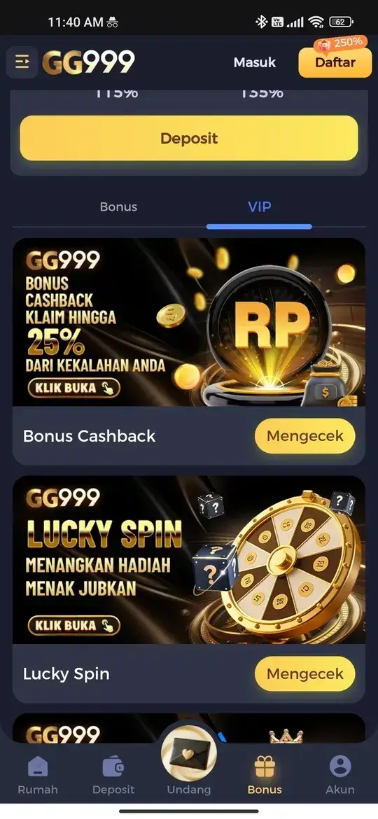 GG999 cashback dan lucky spin
