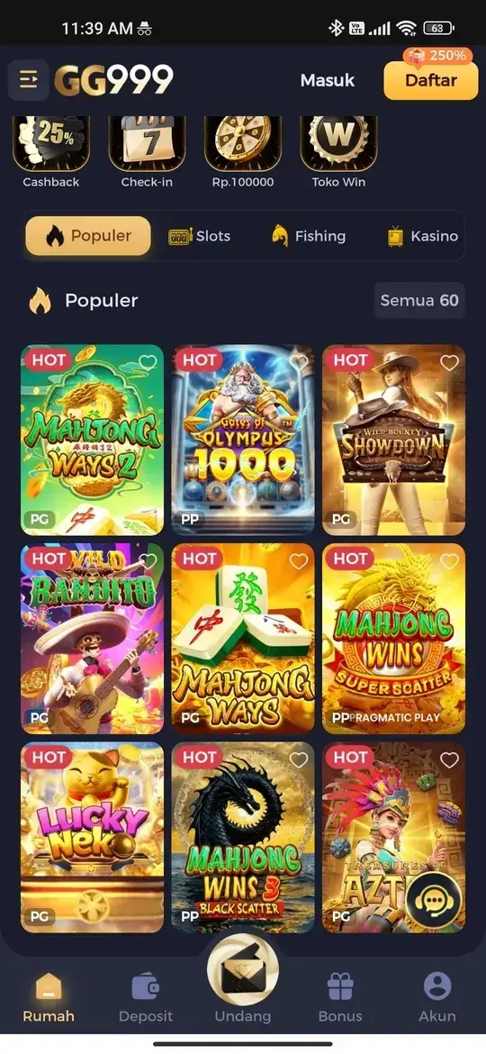 GG999 daftar permainan slot populer
